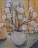 Carl Büchner, Still Life with Spring Blossoms in a White Porcelain Vase