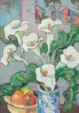 A Still Life with Arum Lilies by Gregoire Boonzaier, oil on canvas, sold May 2011