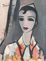 Carl Büchner, A Harlequin, acrylic on board