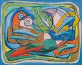 Bettie Cilliers-Barnard, Abstract Composition with Fish