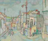 Table Bay from District Six by Gregoire Boonzaier, charcoal and oil on board, offered May 2011