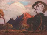 An Extensive Landscape at Sunset by Jacobus Hendrik Pierneef, oil on board, sold May 2011