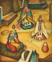 Alexis Preller, Mapogga Women, oil on board
