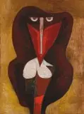 A Portrait of a Woman by Cecil Skotnes, carved and painted wood panel with pigment, sold May 2011