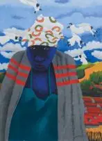 Zwelethu Mthethwa, A Woman with Angels, pastel