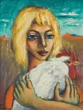 Johannes Meintjes, Girl with Rooster (JM 726)