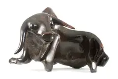 Lucas Sithole, Charging Afrikander (Afrikaner Bull) (LS 6718), 1967, Ironwood
