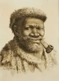 Gerard Bhengu, Portrait of a Man Smoking a Pipe