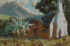 Sydney Carter, Springtime in Genadendal, gouache