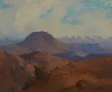Maluti Mountains by Willem Hermanus Coetzer, oil on board, offered Mar 2011