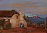 Nita Spilhaus, Old Farmhouse, recto, Seascape, verso