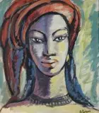 Gerard Sekoto, Portrait of a Woman, gouache