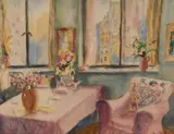 Interior with Pink Armchair by Maud Sumner, watercolour, sold Mar 2011