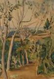 Silver Trees at the Cape by Maud Sumner, charcoal and watercolour, sold Mar 2011