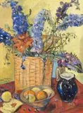Still Life of Delphiniums by Irma Stern, oil on canvas laid down on board, sold Mar 2011