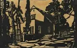Huis in Rustenburg (Nilant 47) by Jacobus Hendrik Pierneef, linocut, sold Mar 2011