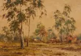 Otto Klar, Landscape with Gum Trees, oil on board