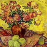 Still Life of Roses and Apples by Irma Stern, oil on canvas, offered Mar 2011