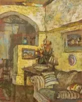 Gregoire Boonzaier, Interior of a Cottage, pastel