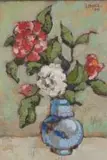 Gregoire Boonzaier, Japonicas in a Blue Vase