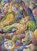 At Home is Difficult by Helen Sebidi, oil on canvas, offered Mar 2011
