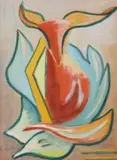 Maggie Laubser, Abstract Composition with Animal and Plant Motif