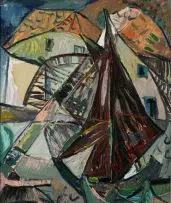 Irma Stern, Yachts and Houses, oil on board