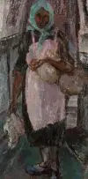 Cecil Higgs, Woman in a Pink Apron, oil on canvas