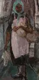 Cecil Higgs, Woman in a Pink Apron, oil on canvas