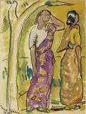 Two Indian Women by Irma Stern, gouache, sold Oct 2010
