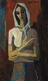 Woman with Arms Folded by Maurice van Essche, oil on board, sold Oct 2010
