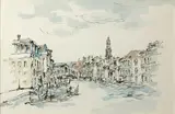 Rialto Bridge, Grand Canal, Venice by Gregoire Boonzaier, pen and watercolour, offered Oct 2010
