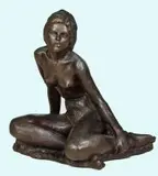Jo Roos, Seated Girl, bronze