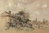 Gregoire Boonzaier, Suburban Cottages, Galvanised Iron Fence and Mosque, Claremont, CP