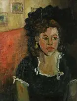 Charles Gassner, Meisje met Zwarte Hoed, oil on canvasboard