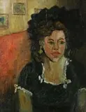 Charles Gassner, Meisje met Zwarte Hoed, oil on canvasboard