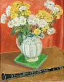 Alexander Podlashuc, Still Life with Clarinet, oil on canvas
