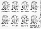 Zapiro, Outraged by Xenophobia, pen and ink