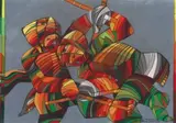 Stick Fighting by Leonard Matsoso, mixed media on paper, offered Sep 2009