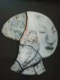 Deborah Bell, Elouise, hand-painted ceramic plaque
