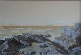 Cecil Thornley Stewart, Rocks and Surf, oil on board