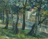 Piet van Heerden, A Street Scene with Trees