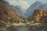 Gabriel de Jongh, A Mountainous River Landscape
