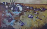 George Enslin, Harbour, Saldanha Bay, oil on canvas