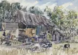 Durant Sihlali, A House with Figures in the Garden