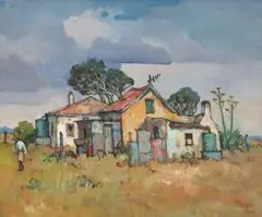 Conrad Theys, Karoo Houses, oil on canvas