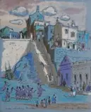 Leng Dixon, Cape Malay Quarter, pen and ink and watercolour with heightening