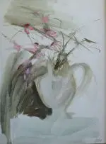 Aileen Lipkin, A Still Life of Flowers in a Jug, acrylic on canvas