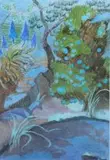 Edith King, Buckie in the Garden I, pen and ink and watercolour over charcoal
