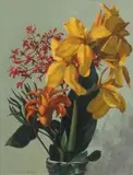 A Still Life of Flowers by Willem Hermanus Coetzer, oil on board, sold Sep 2009